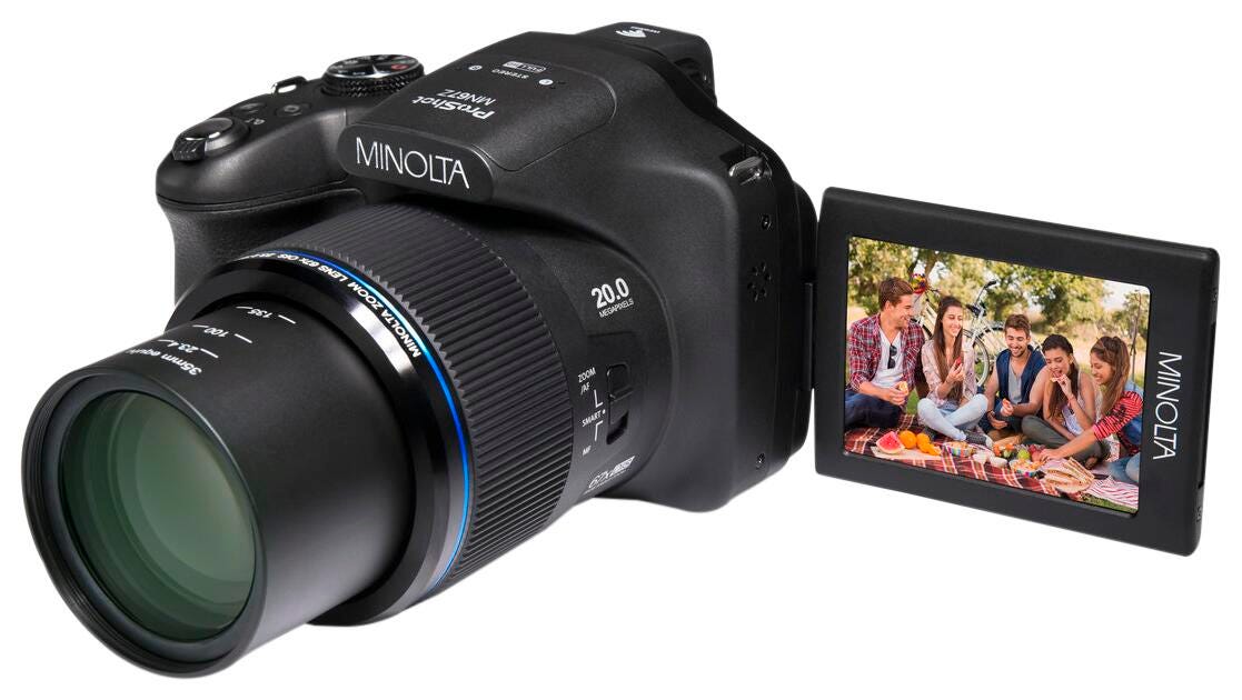 Minolta MN67Z FHD Bridge Camera, 20 MP, 67x Optical Zoom, Wi-Fi